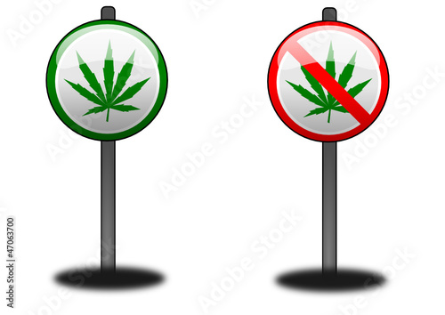 Cannabis: panneau autorisation et panneau interdiction