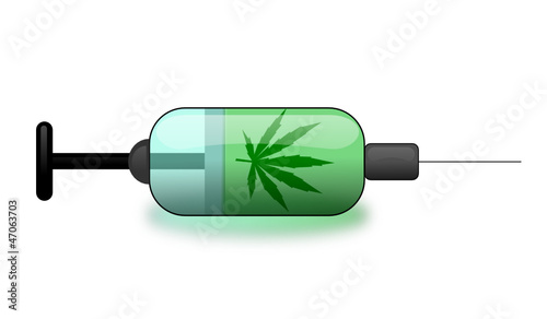 Seringue avec motif feuille de cannabis