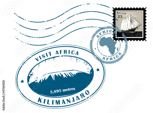 Set of Africa post stamp symbols, vector illustration