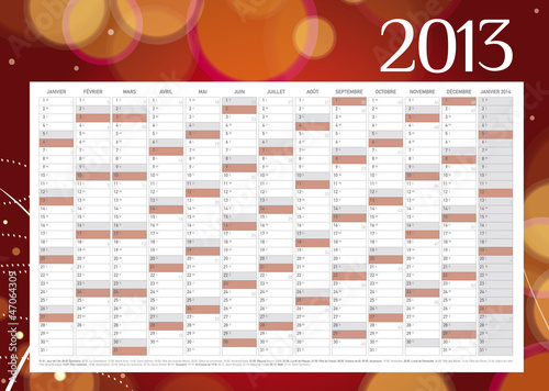 Calendrier année 2013 design en Français
