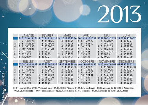 Calendrier année 2013 en Français