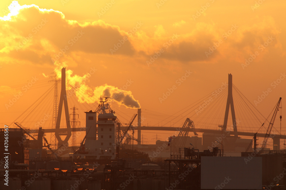 Sonnenuntergang Köhlbrandbrücke