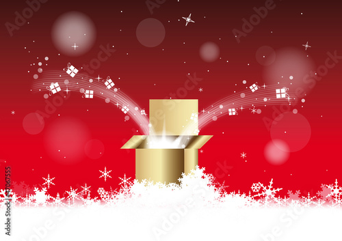 Fond Explosion de cadeaux dans la neige de noël - Version rouge