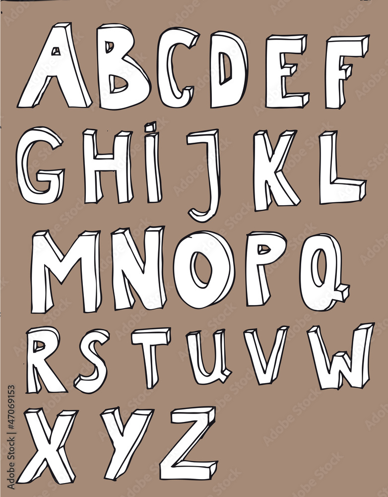 Alphabet - Buchstaben - retro - Perspektive - 3D, lesen lernen, Analphabetismus verringern Alphabet - Buchstaben - retro - Perspektive - 3D, lesen lernen, Analphabetismus verringern