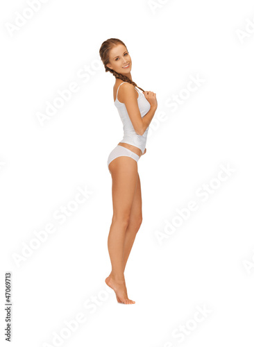 beautiful woman in cotton undrewear