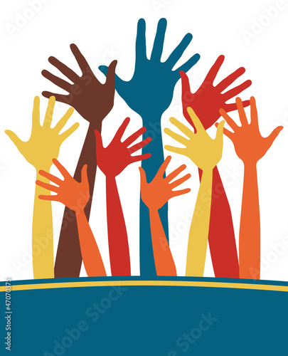 Happy hands with copy space vector.