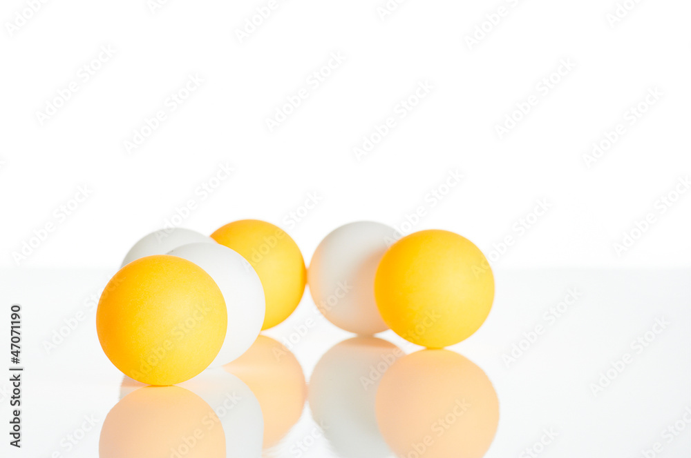 Group of ping pong balls in white background (business group con Group of ping pong balls in white background (business group con