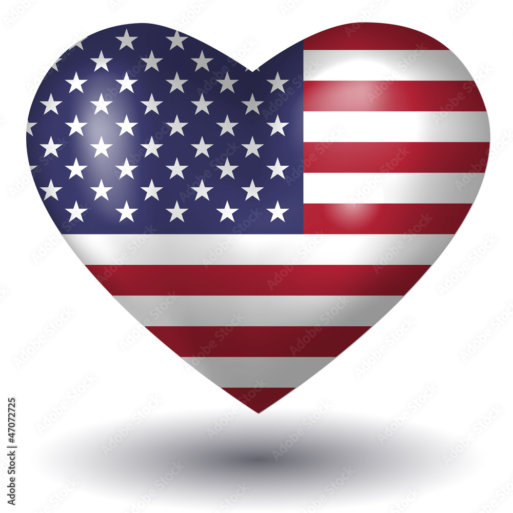 Herz mit Schatten - USA Herz mit Schatten - USA