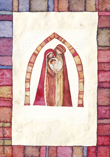 Christmas nativity scene: Jesus Christ , Joseph, Mary