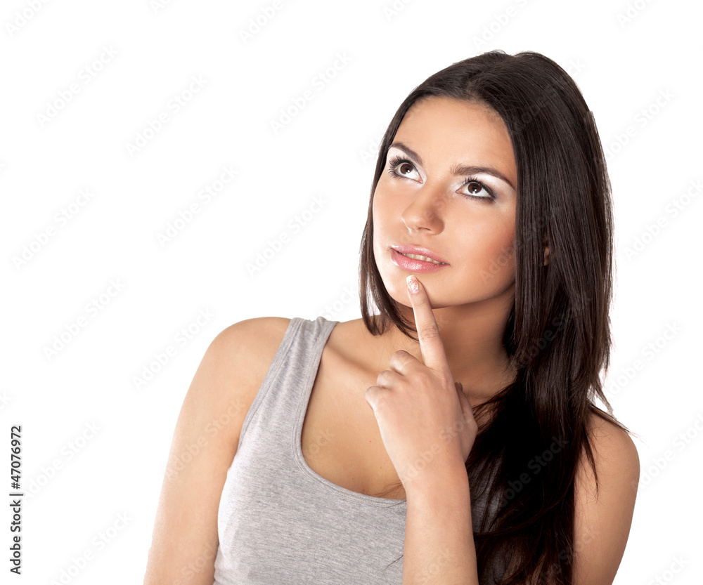 Young woman standing isolated on white background Young woman standing isolated on white background