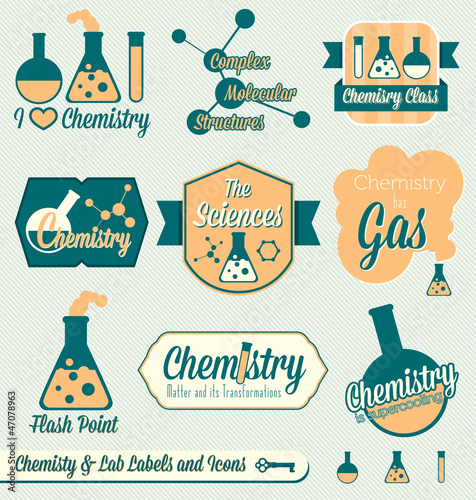 Vector Set: Vintage Chemistry Labels and Icons