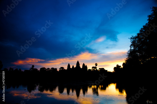 Angkor Wat temples during sunrise