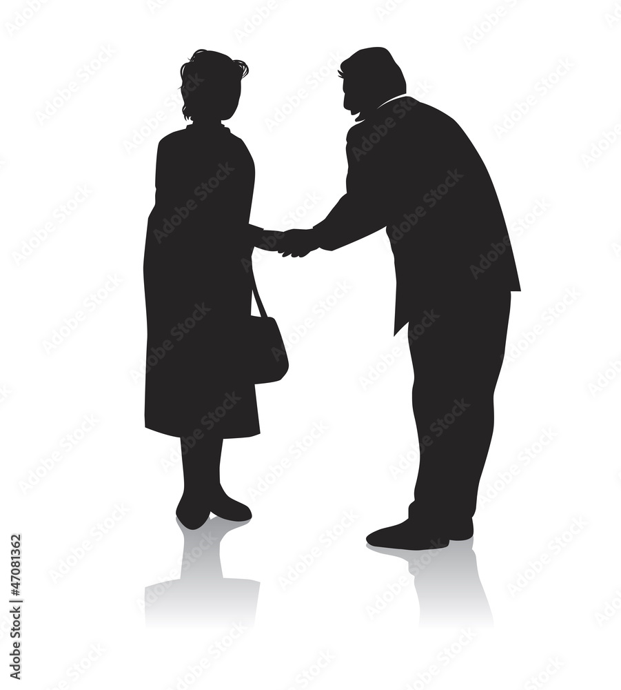女性と握手する男性