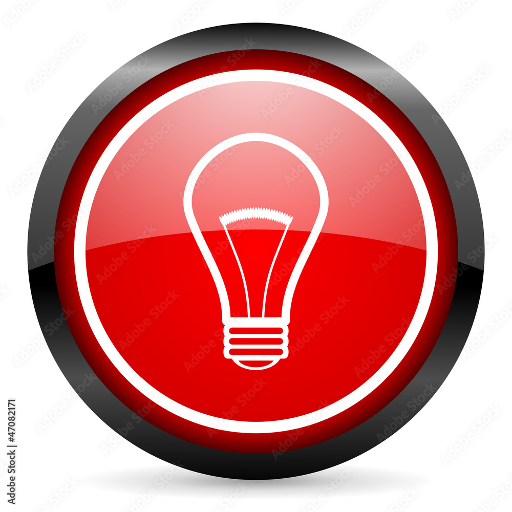 light bulb round red glossy icon on white background light bulb round red glossy icon on white background