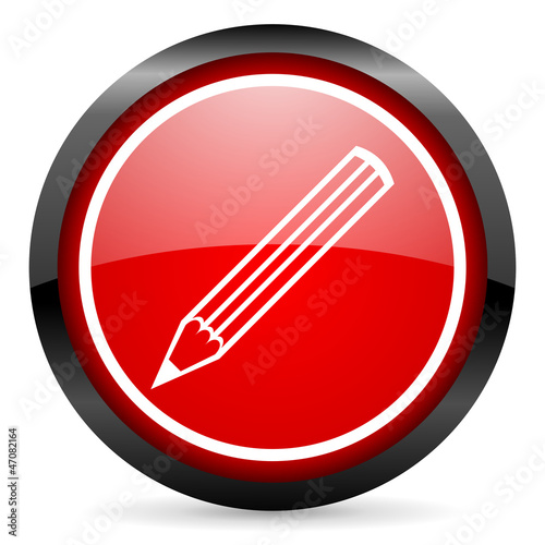 Free Download pencil round red glossy icon on white background - GFXLoad
