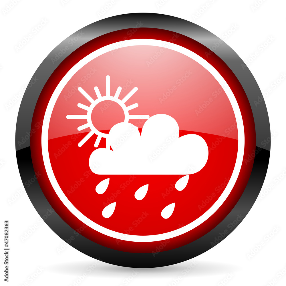 weather round red glossy icon on white background weather round red glossy icon on white background