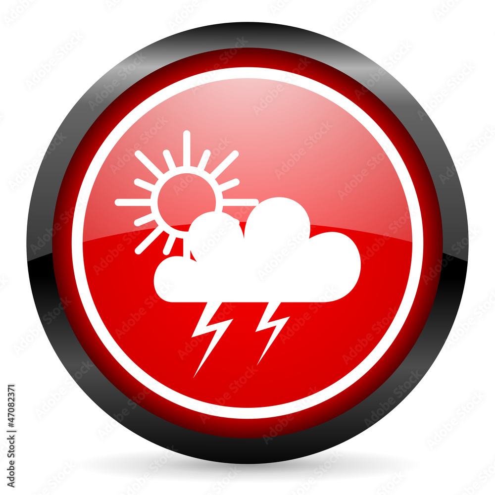 weather round red glossy icon on white background weather round red glossy icon on white background
