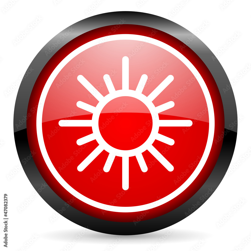 sun round red glossy icon on white background sun round red glossy icon on white background