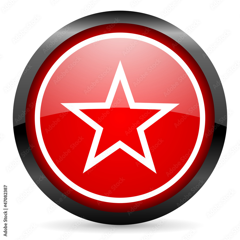 star round red glossy icon on white background star round red glossy icon on white background