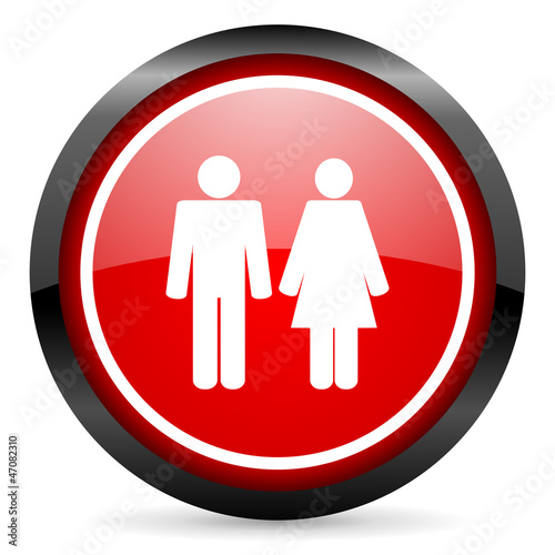 couple round red glossy icon on white background