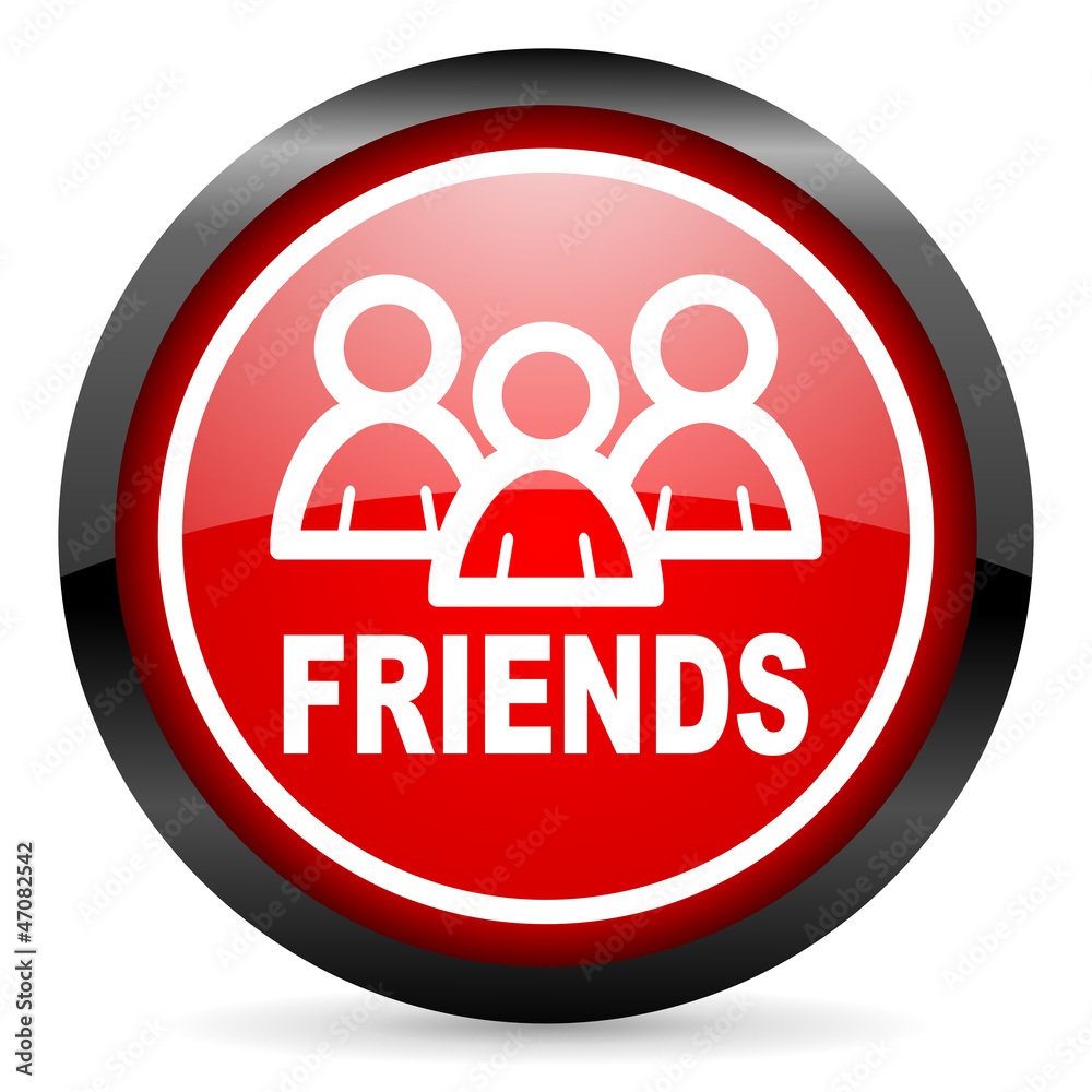 friends round red glossy icon on white background