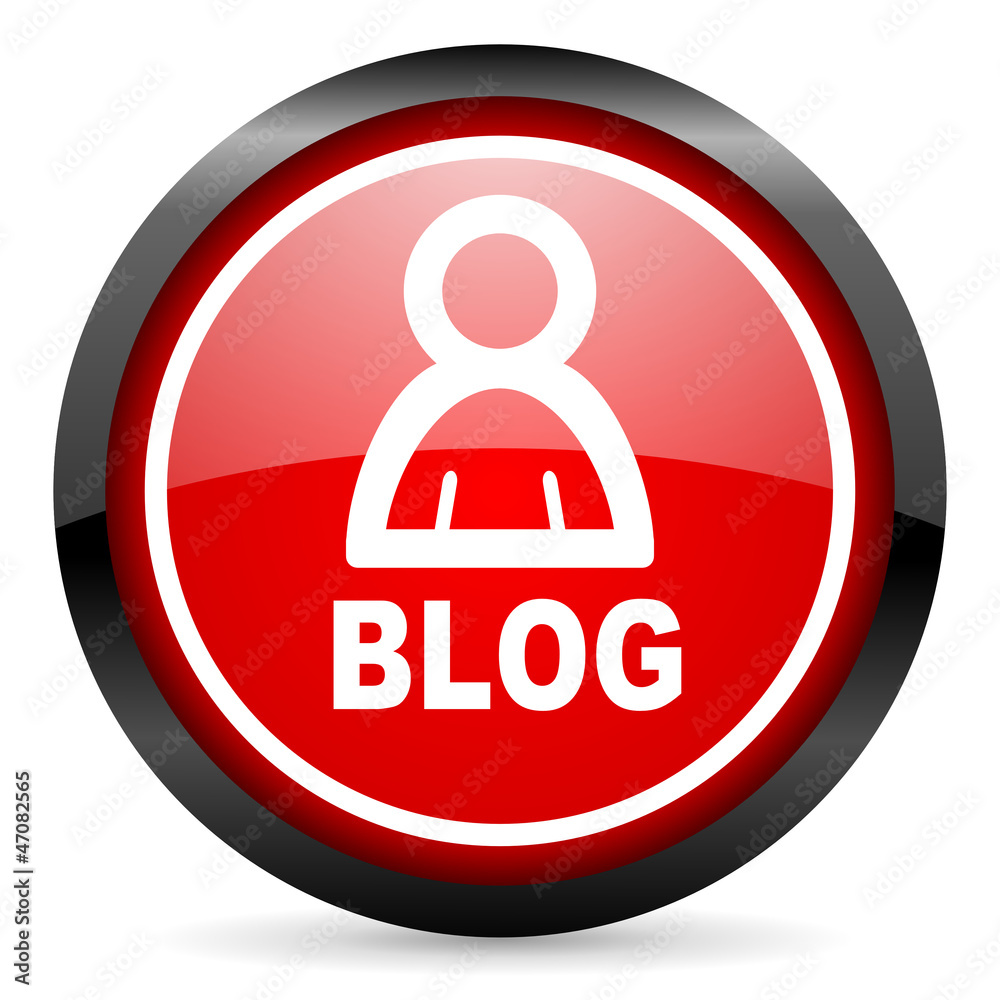 blog round red glossy icon on white background blog round red glossy icon on white background