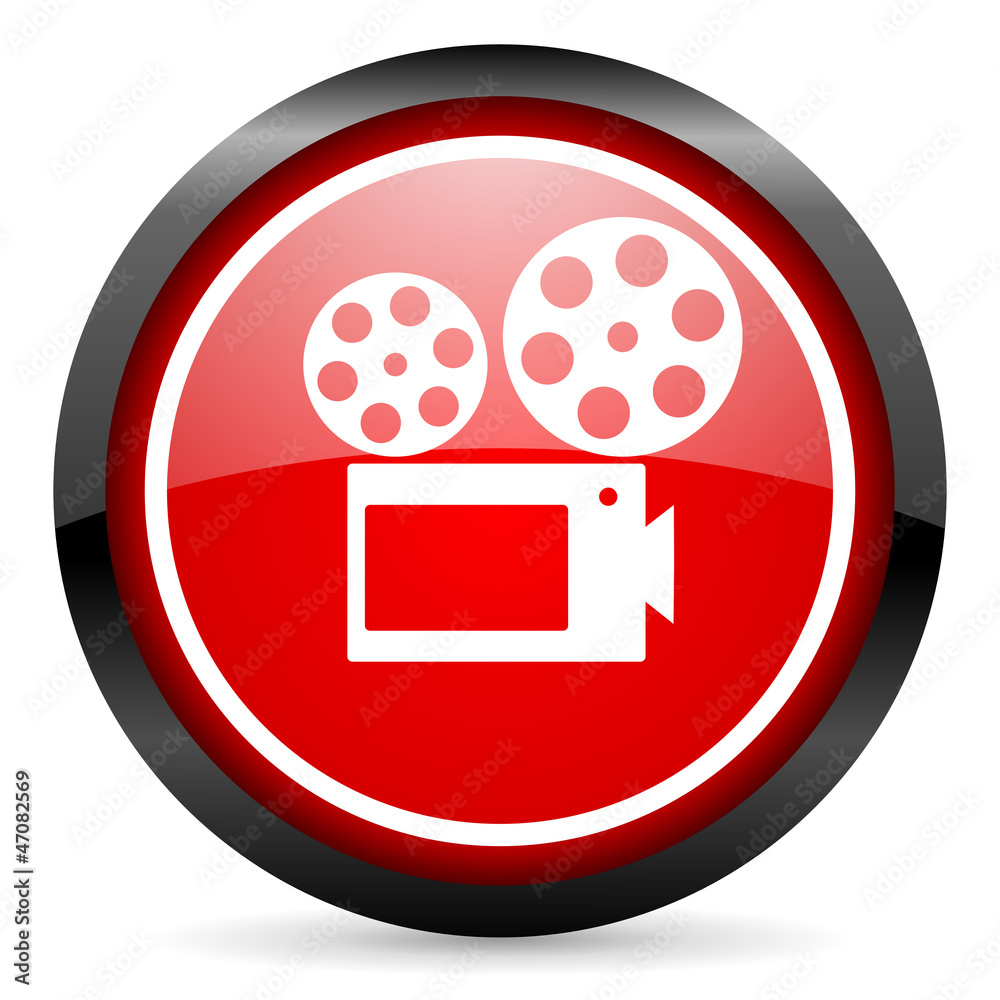 cinema round red glossy icon on white background cinema round red glossy icon on white background