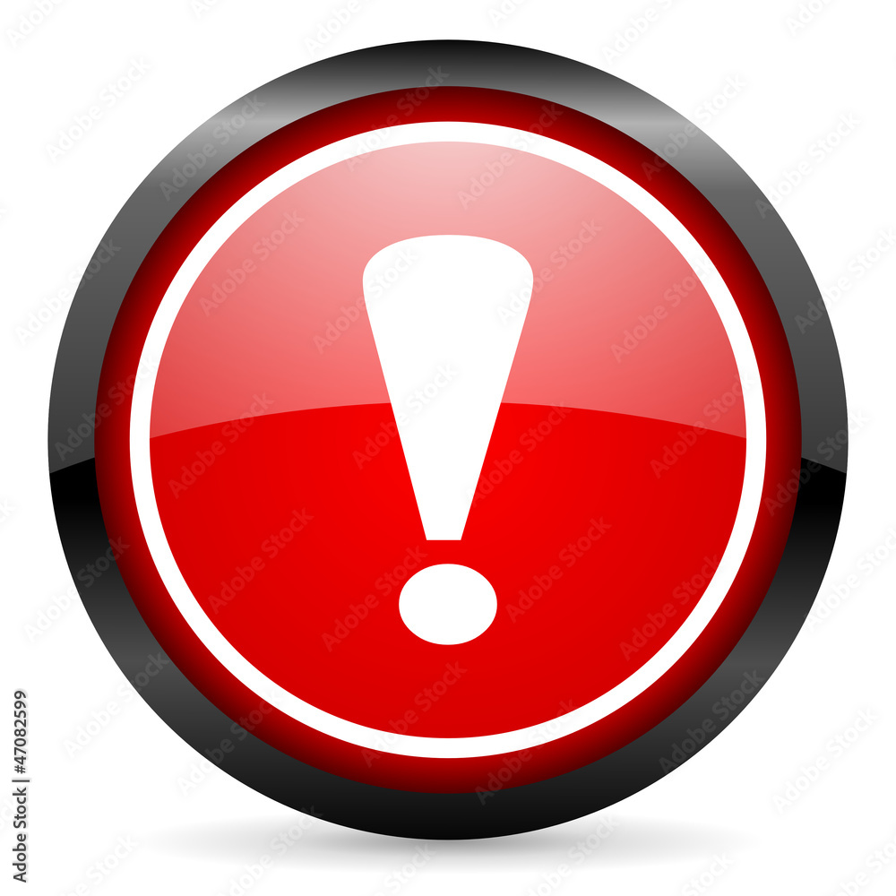 exclamation sign round red glossy icon on white background exclamation sign round red glossy icon on white background