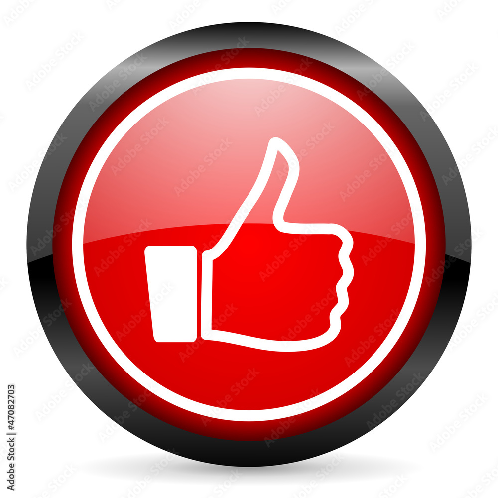 thumb up round red glossy icon on white background thumb up round red glossy icon on white background