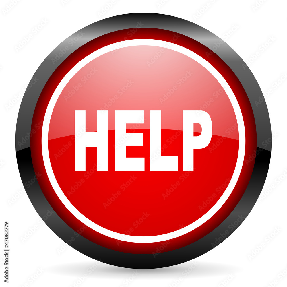 help round red glossy icon on white background help round red glossy icon on white background