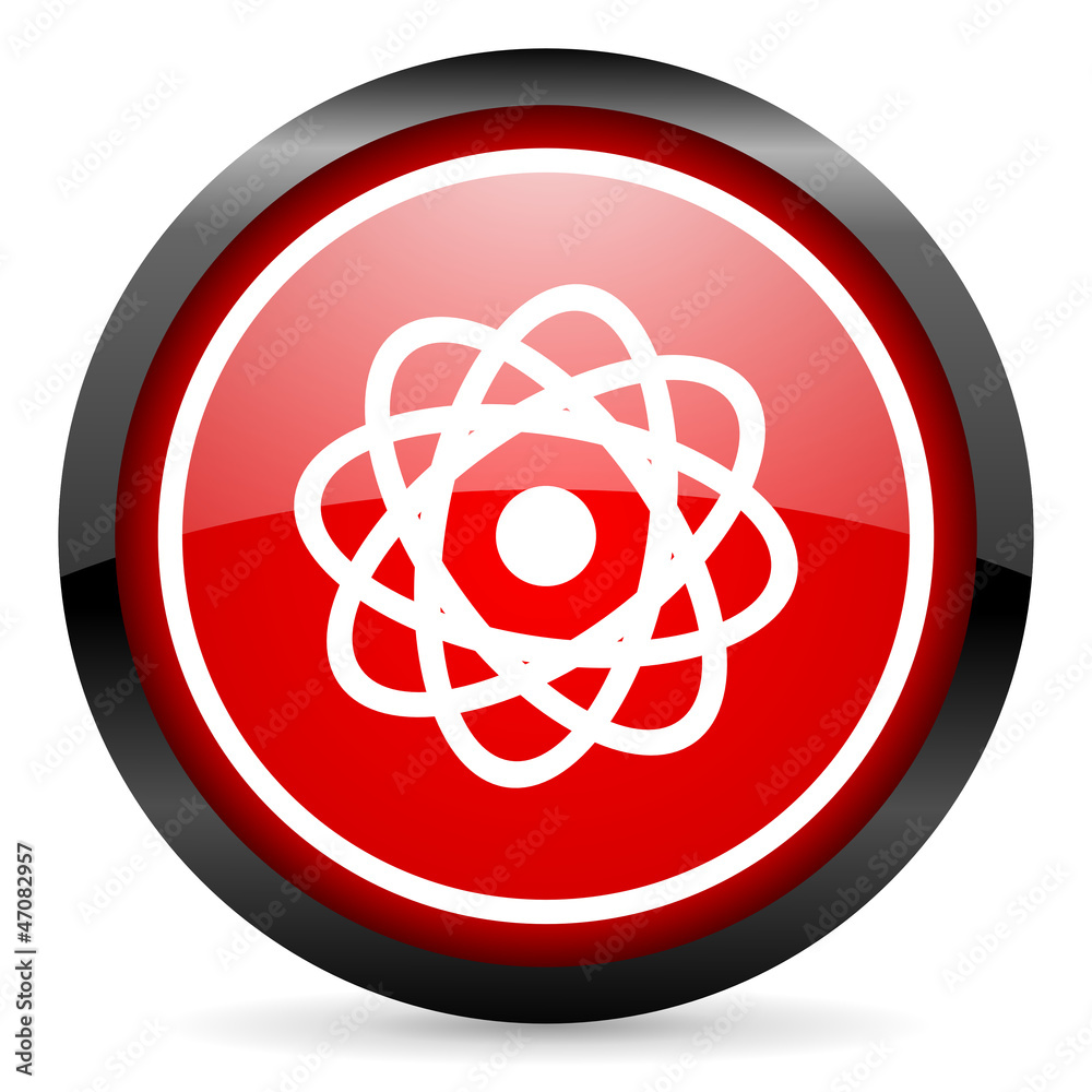 atom round red glossy icon on white background atom round red glossy icon on white background