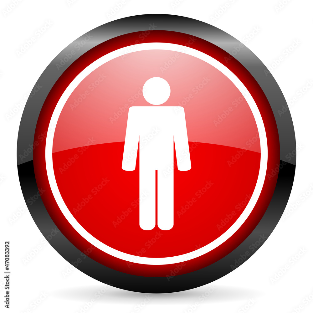 man round red glossy icon on white background man round red glossy icon on white background