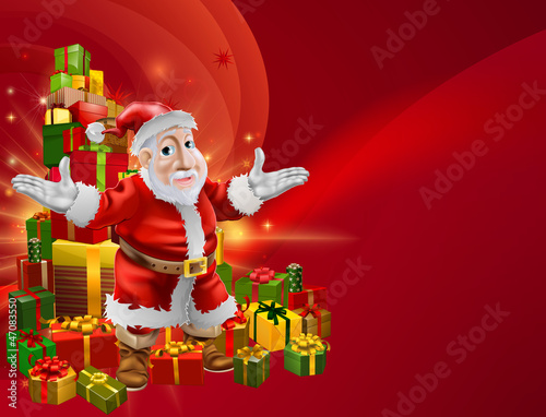 Red cartoon Santa Background