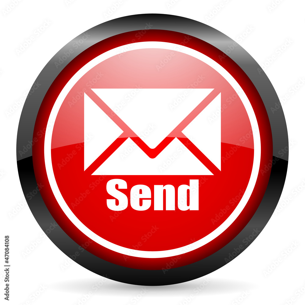 send round red glossy icon on white background send round red glossy icon on white background