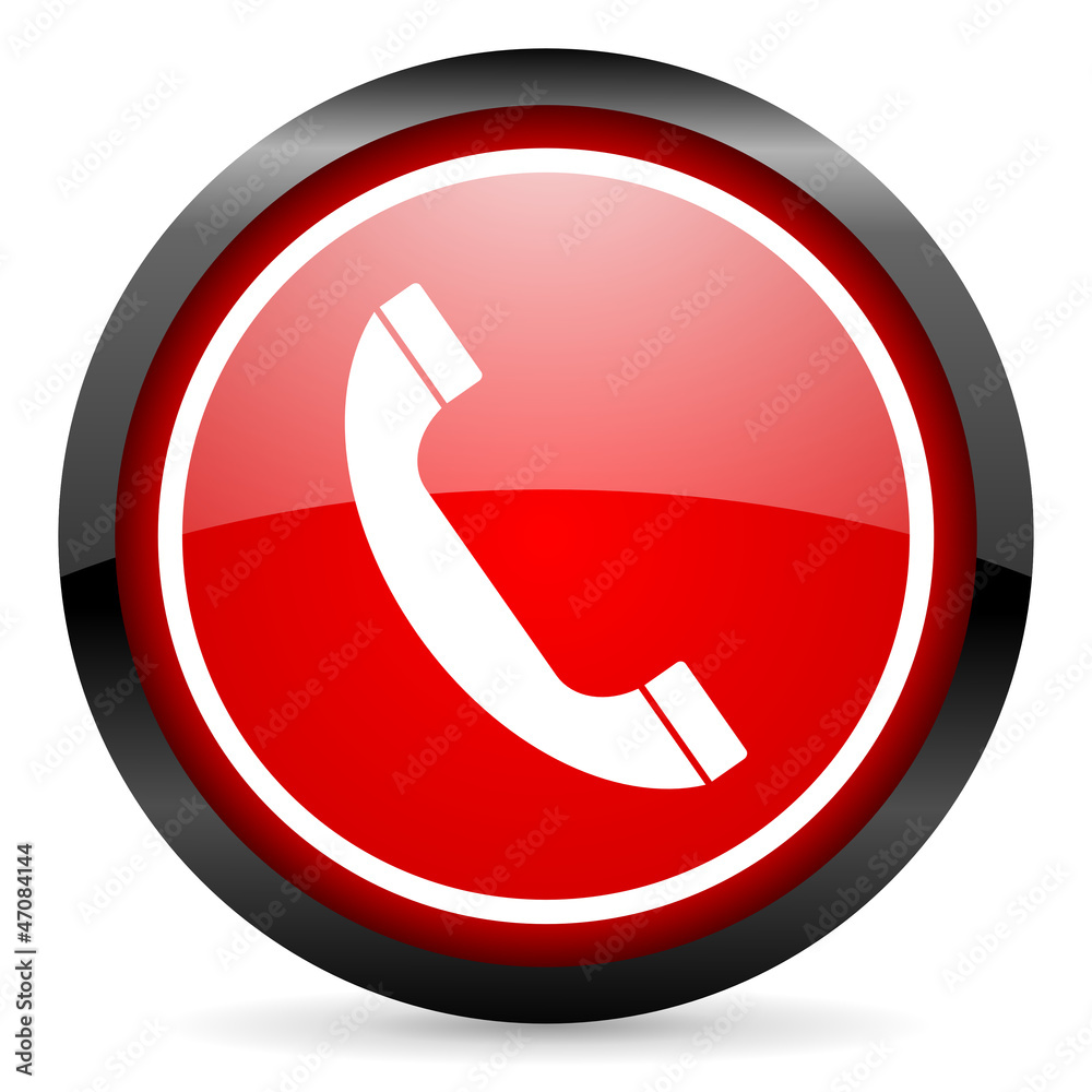 telephone round red glossy icon on white background telephone round red glossy icon on white background