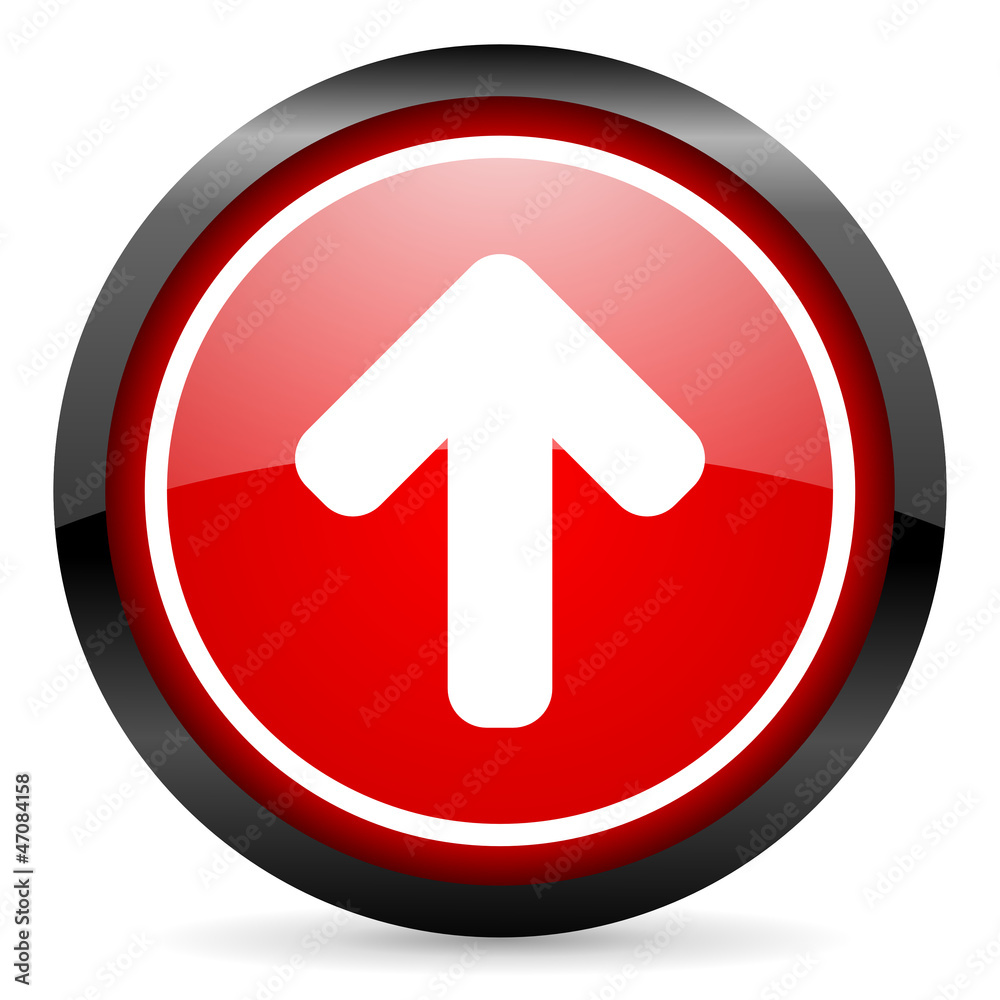 arrow up round red glossy icon on white background arrow up round red glossy icon on white background