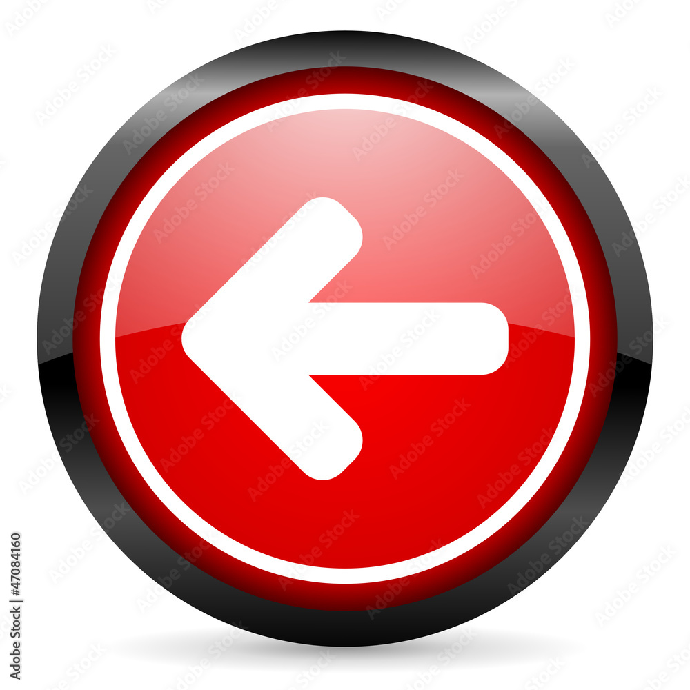 arrow left round red glossy icon on white background arrow left round red glossy icon on white background