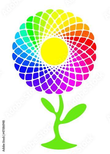 Fototapeta Naklejka Na Ścianę i Meble -  Rainbow sunflower full of colors on white