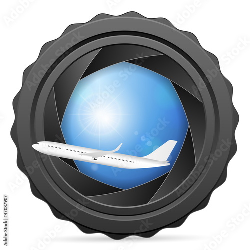 camera shutter with airplane