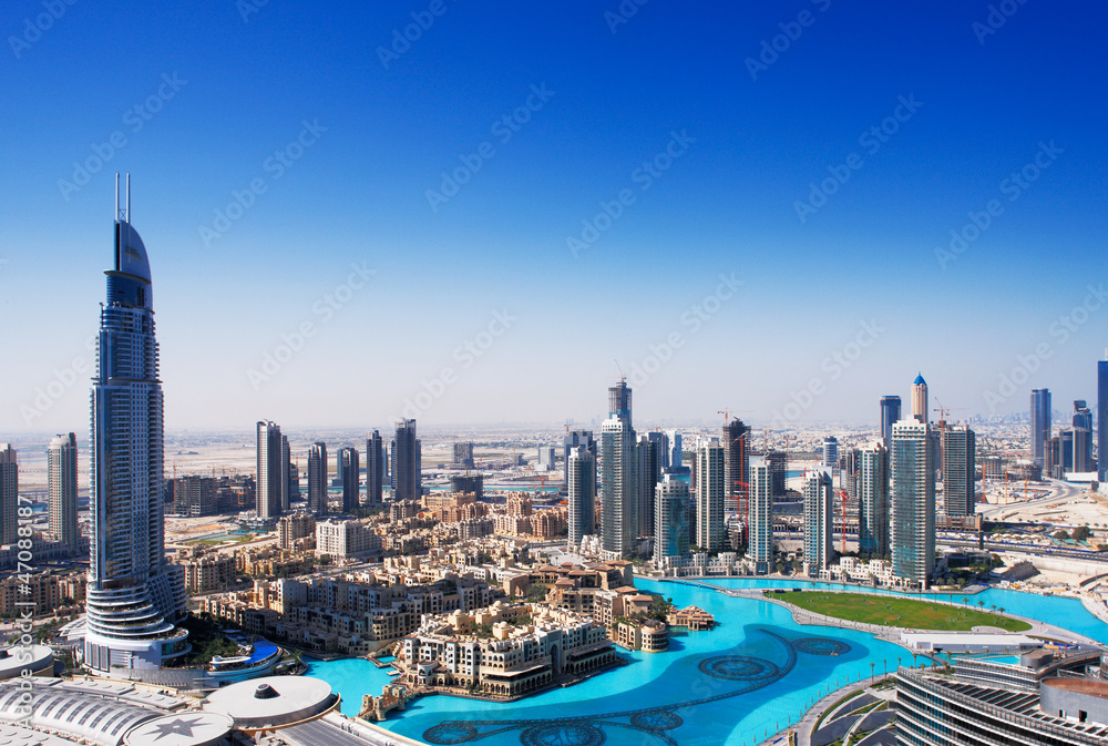 Naklejka premium DOWNTOWN DUBAI to jedna z najpopularniejszych części Dubaju