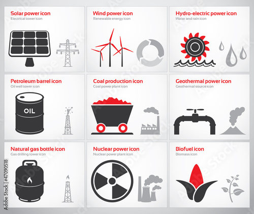 Energy symbols and icons