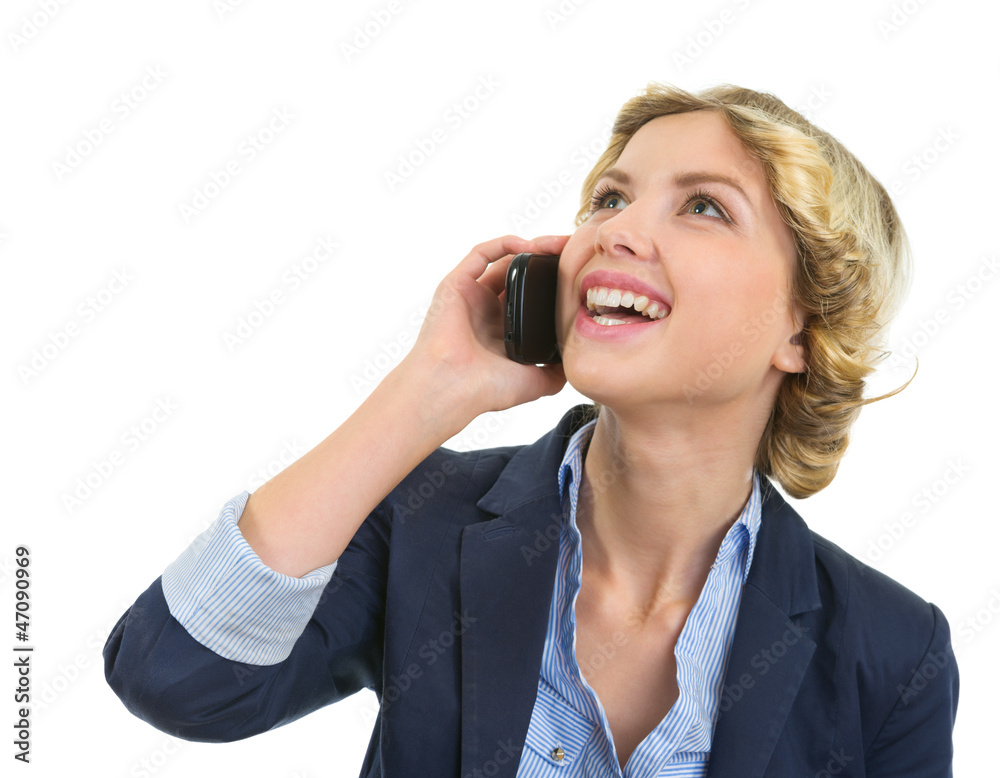 Portrait of smiling teenage girl talking mobile phone Portrait of smiling teenage girl talking mobile phone
