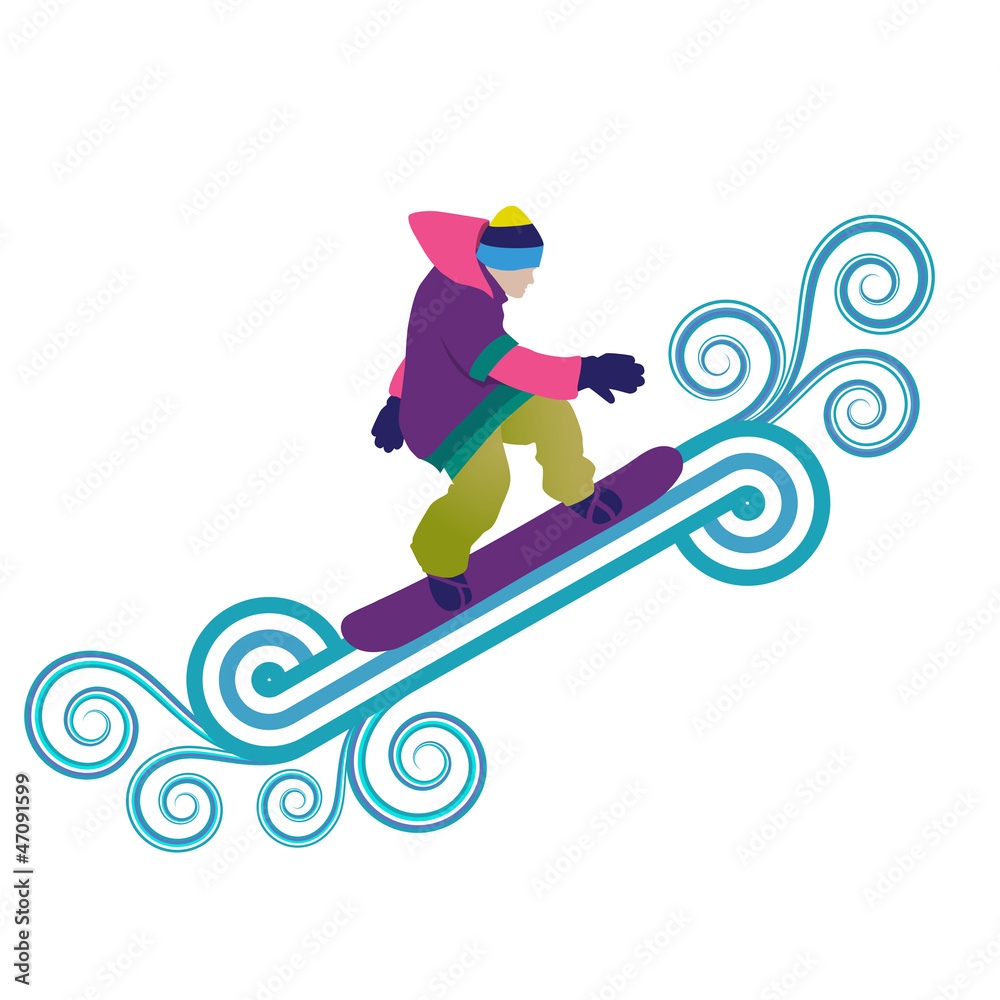 Fototapeta premium Snowboarder jumping through air