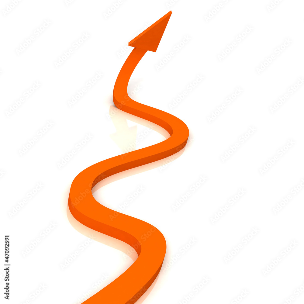 Orange Wavy Arrow Shows Success Orange Wavy Arrow Shows Success