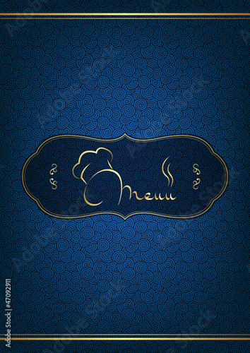Blue restaurant menu cover