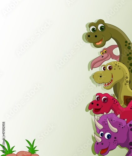 zabawny zestaw kreskówka dinozaurów