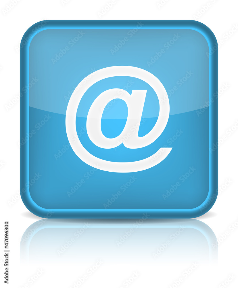 Blue glossy web button with blue at sign. Blue glossy web button with blue at sign.