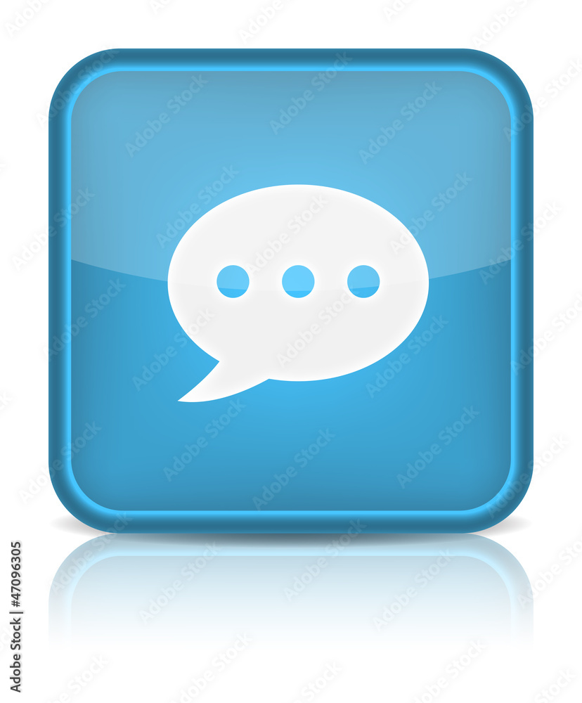 Blue glossy web button with chat room sign. Blue glossy web button with chat room sign.