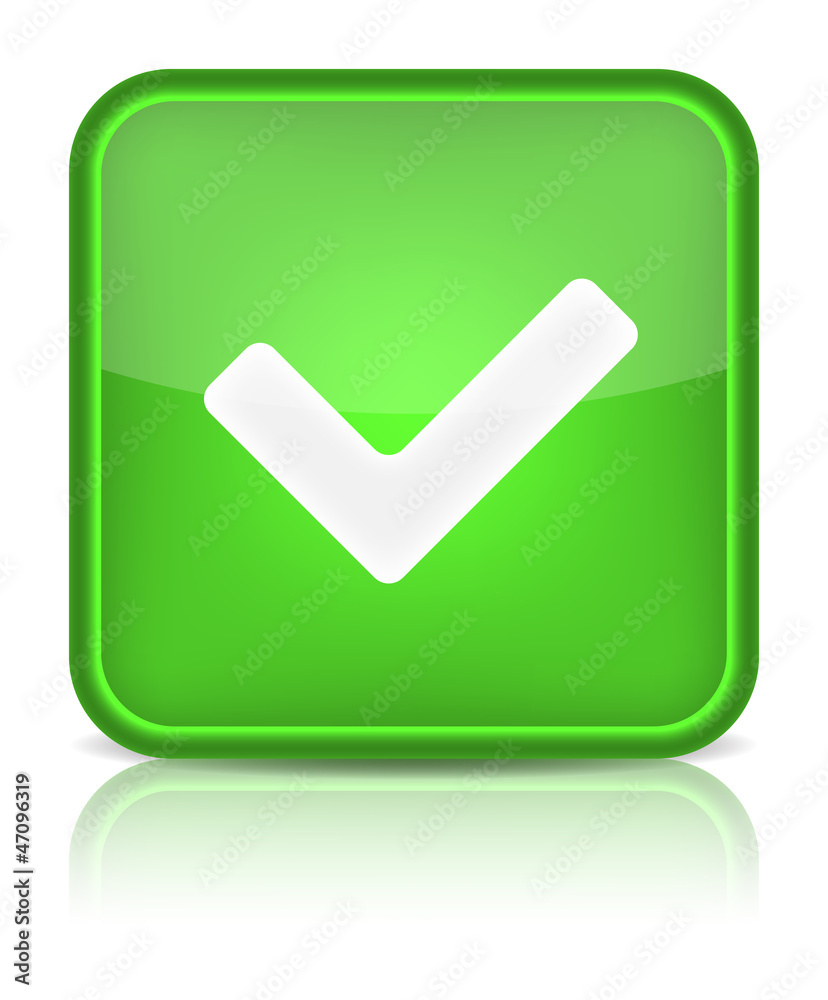 Green glossy web button with check mark sign. Green glossy web button with check mark sign.