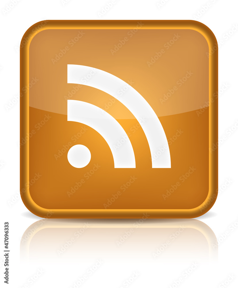 Orange glossy web button with RSS sign. Orange glossy web button with RSS sign.